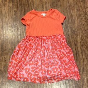 Floral Coral Kids Dress